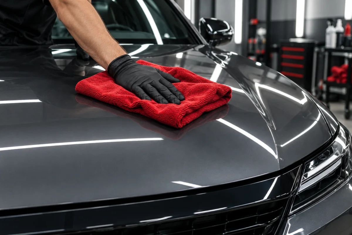 Ilustrasi AI perawatan mobil untuk paket Detailing Express