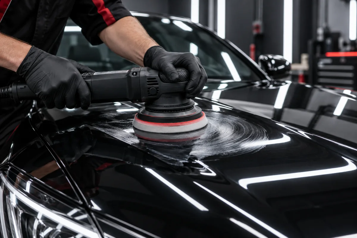 Ilustrasi AI perawatan mobil untuk paket Detailing Maximum