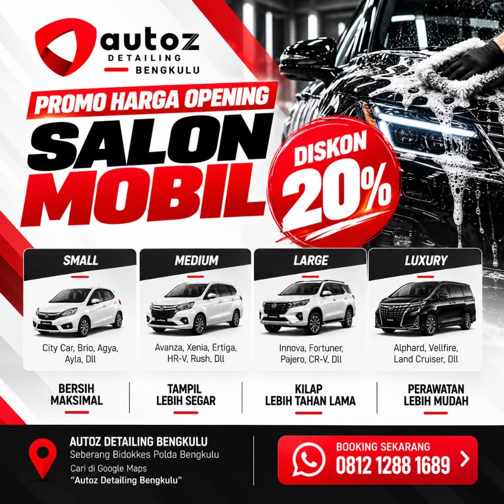 Promo Opening Salon Mobil Bengkulu